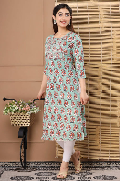 Glaciar Blue with Red Cotton Fabric