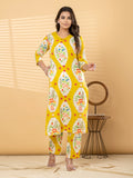 Pure Cotton Sunshine Yellow Floral 2-Piece Kurti Set