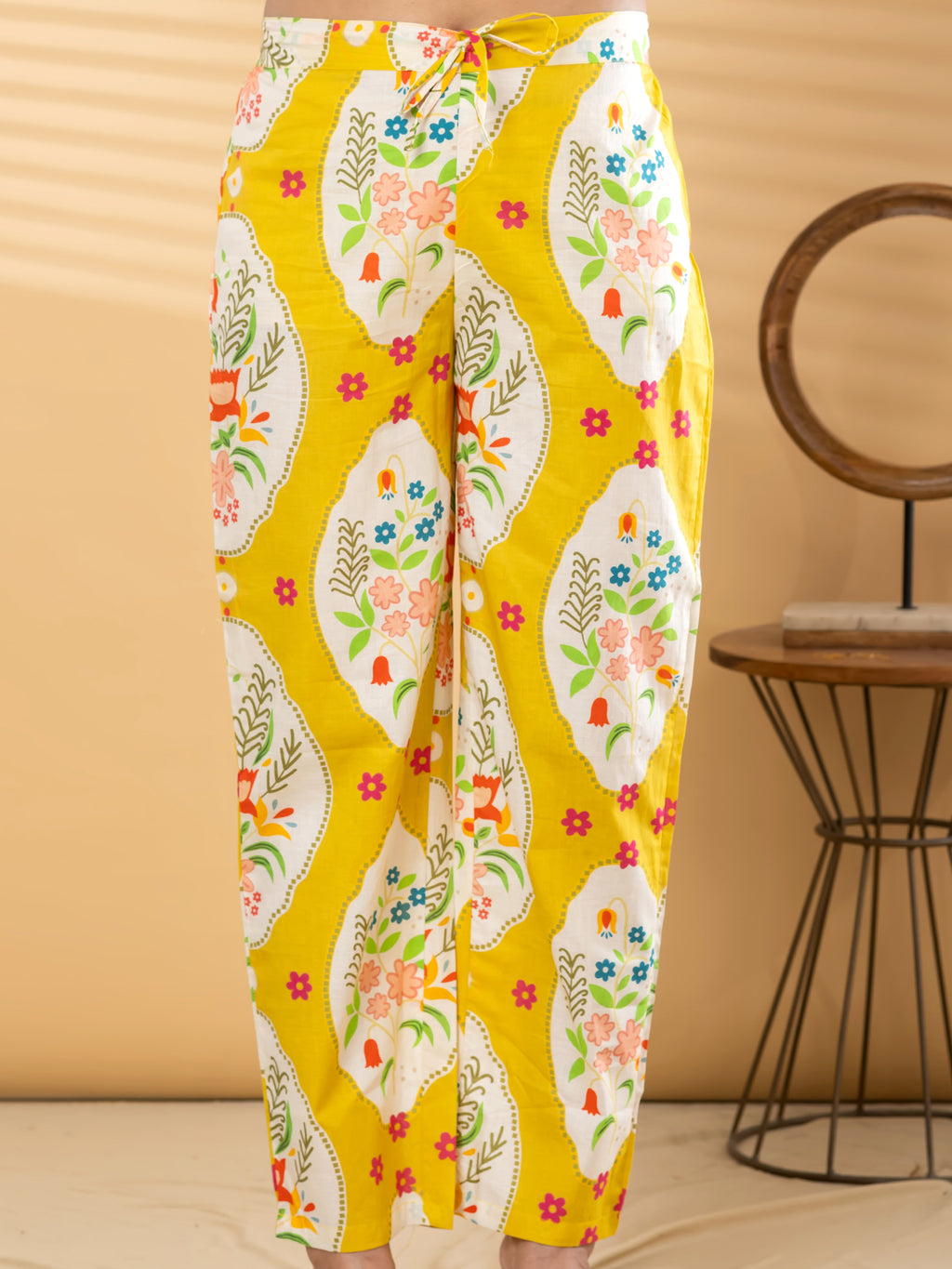 Pure Cotton Sunshine Yellow Floral 2-Piece Kurti Set