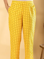 Pure Cotton Cream & Mustard Floral 3-Piece Kurti Set