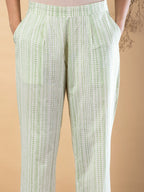 Pure Cotton Leaf Green & Cream 2-Piece Kurta Set