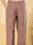 Premium Roman Silk Rose Copper 2-Piece Kurta Pant Set