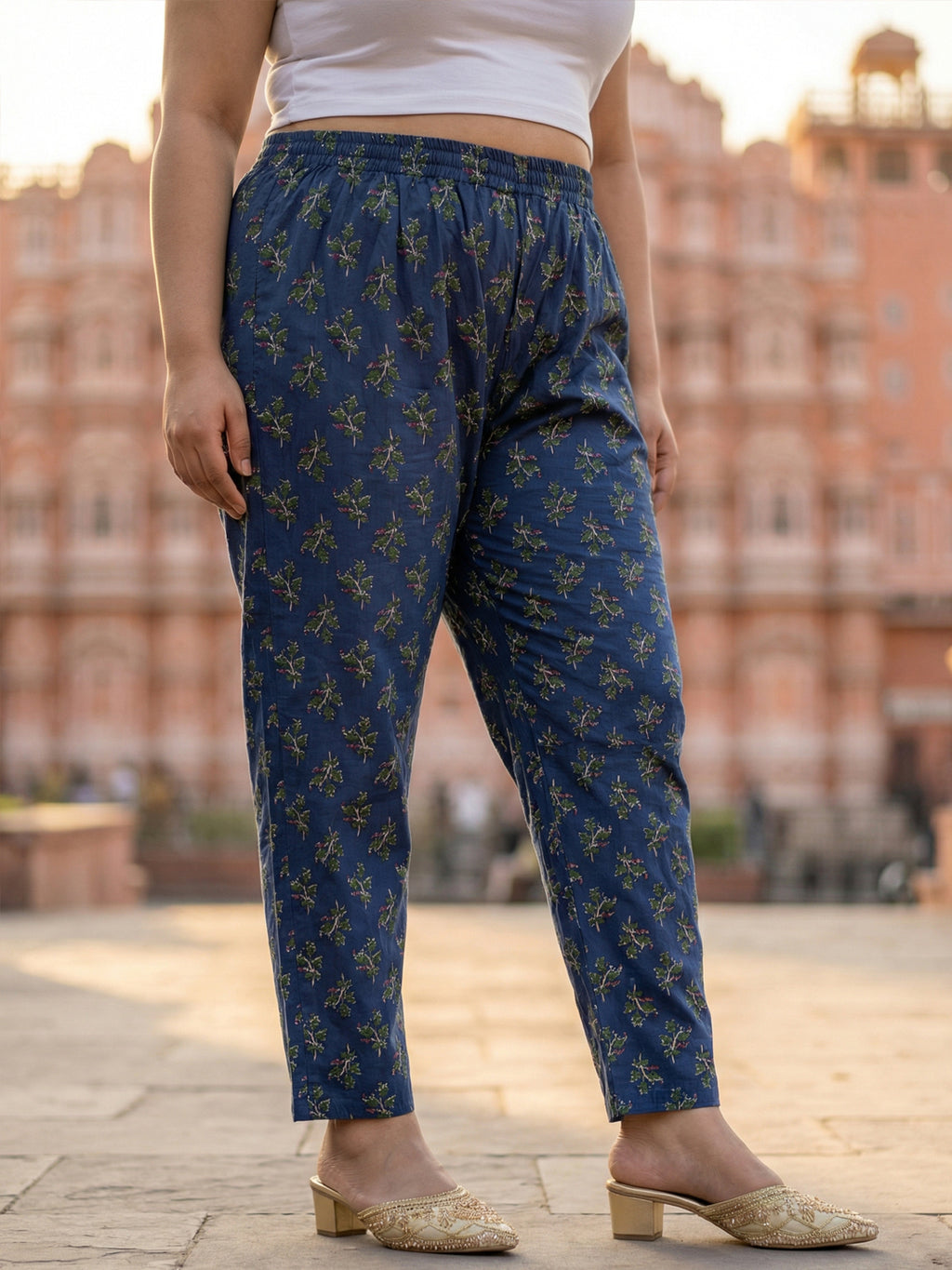 Pure Cotton Kalamkari 3-Piece Kurti Set – Blue, Green & Red