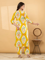 Pure Cotton Sunshine Yellow Floral 2-Piece Kurti Set