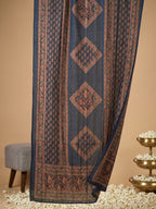 Pure Cotton Navy Blue Kalamkari 3-Piece Kurti Set with Palazzo