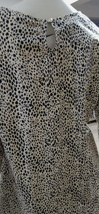 Straight Cotton Kurti - Animal Print - Cream colour - Round Neck