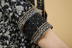 Kurti 2PC Anarkali Set - Black Ryon Fabric