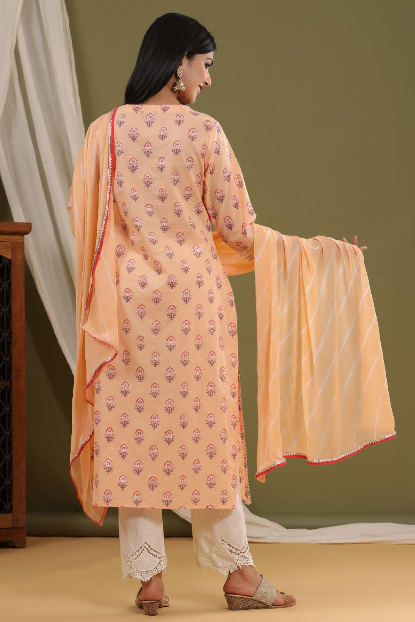 Peach & Cream Gota patti Work