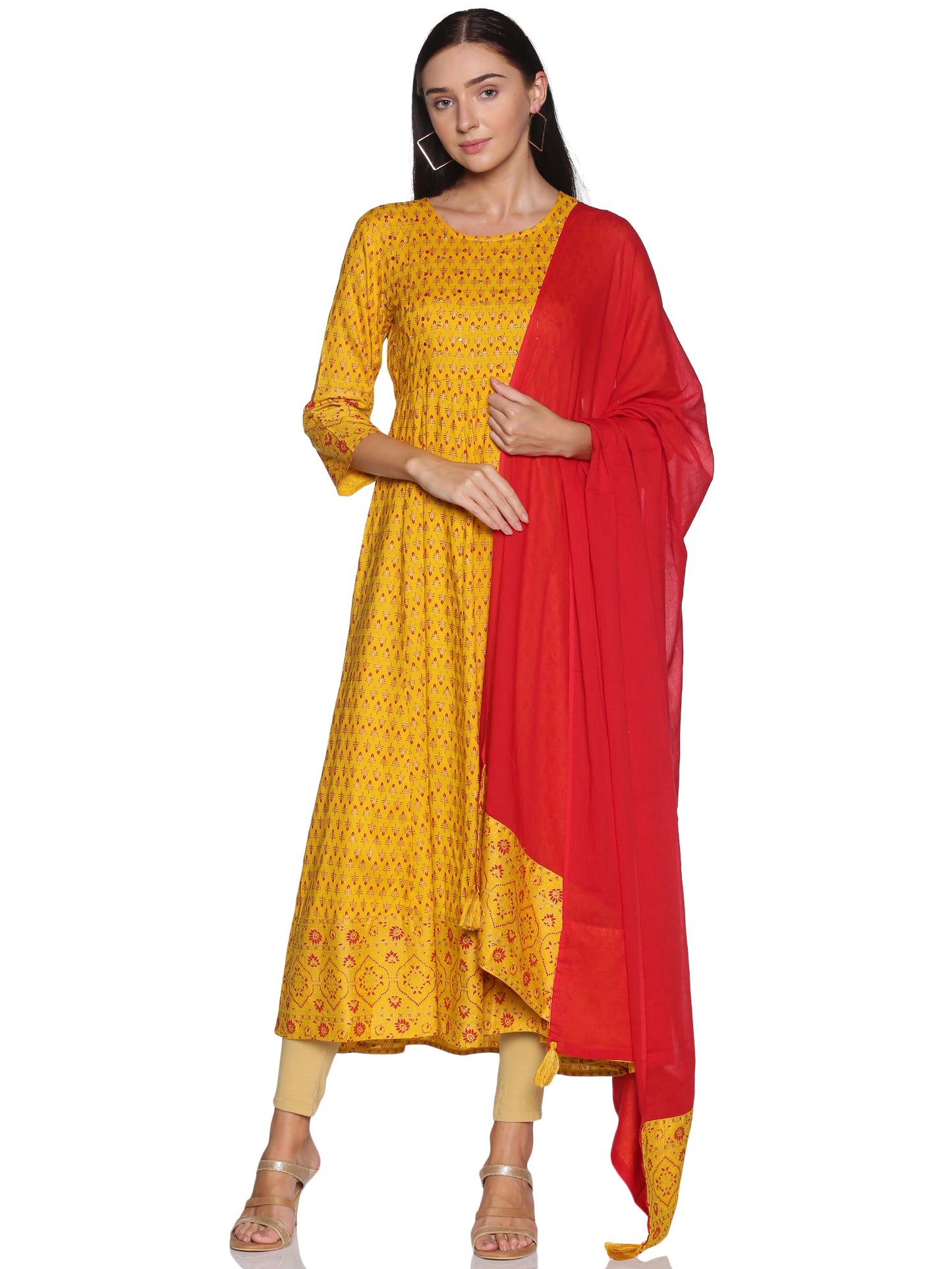 Kurti 2PC Yellow & Red