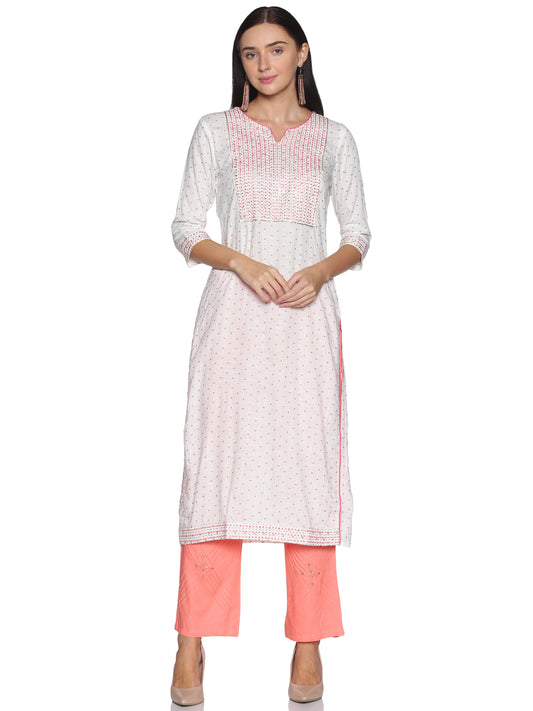 Single Kurti Pink & Cream