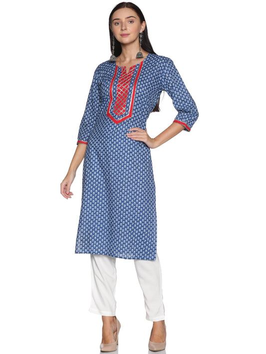 Single Kurti Blue & Red