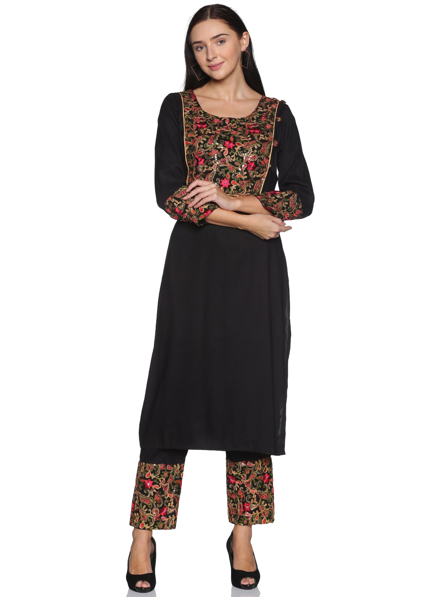 Kurti 2PC Black & Pink