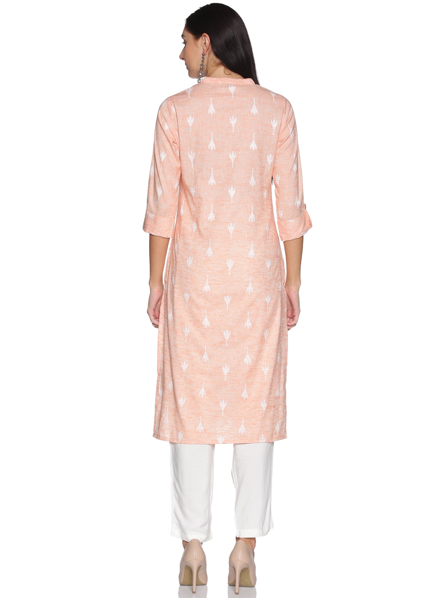 Single Kurti Peach with Khadi