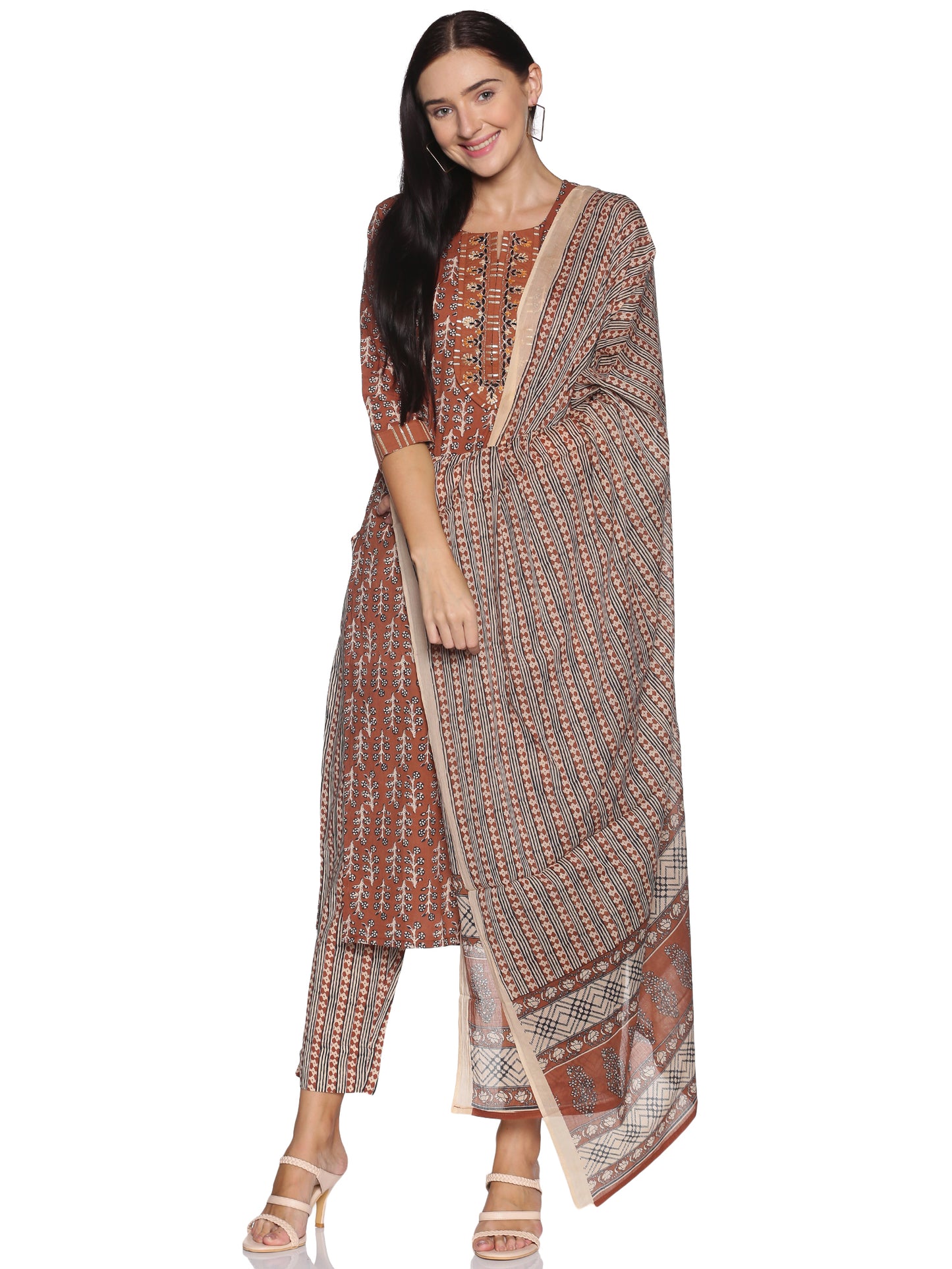 Kurti 3PC Brown