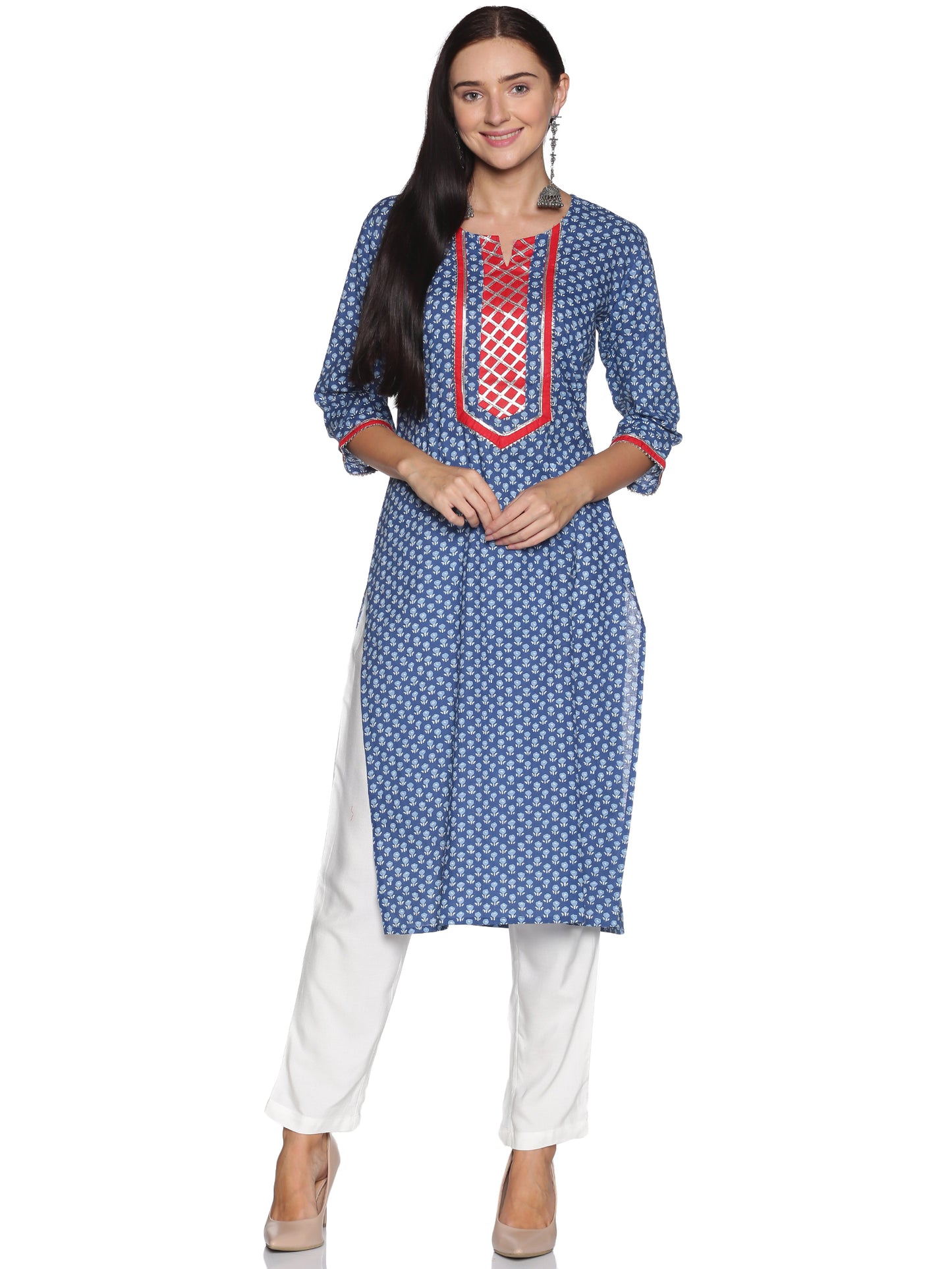 Single Kurti Blue & Red