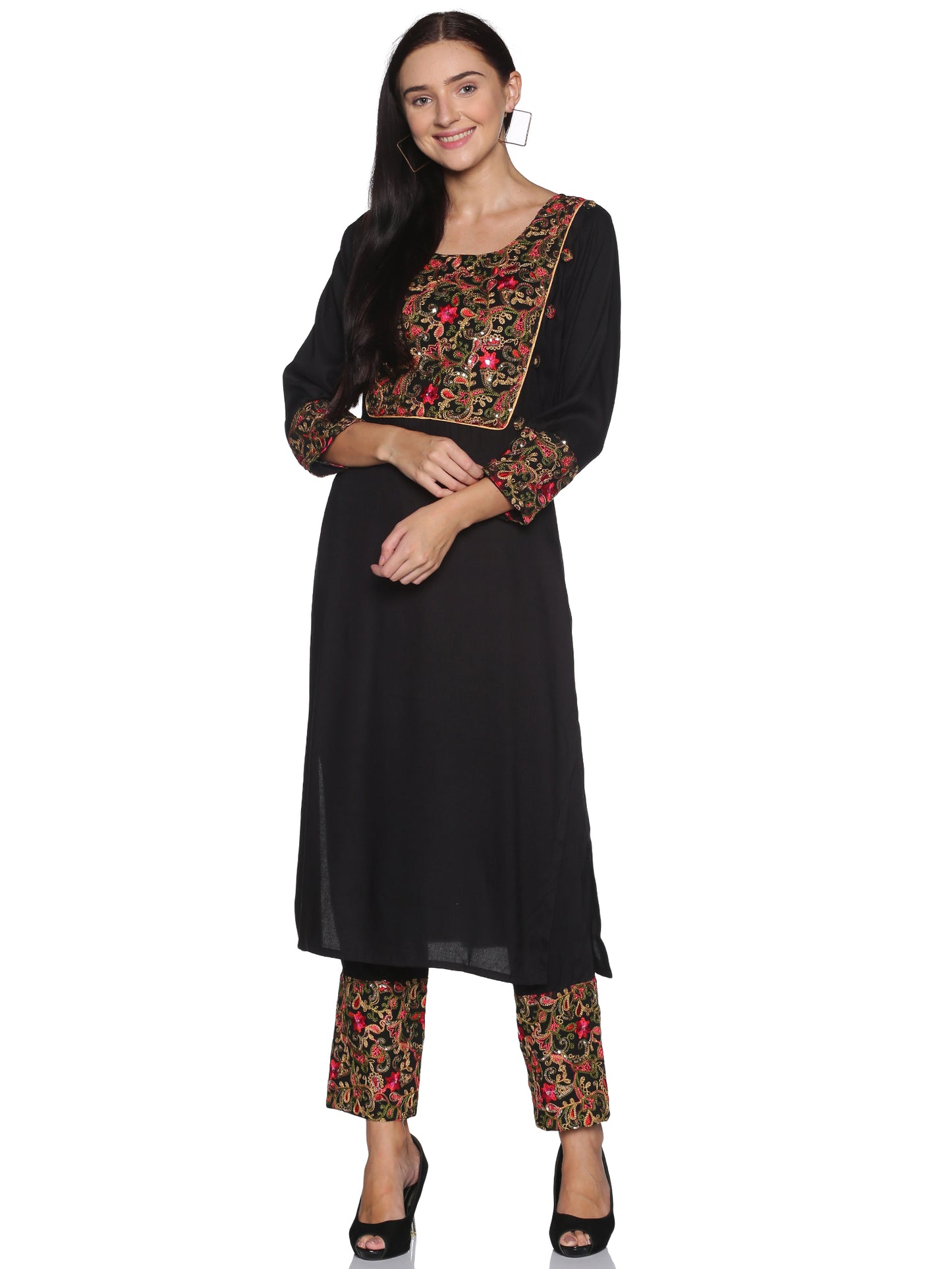 Kurti 2PC Black & Pink