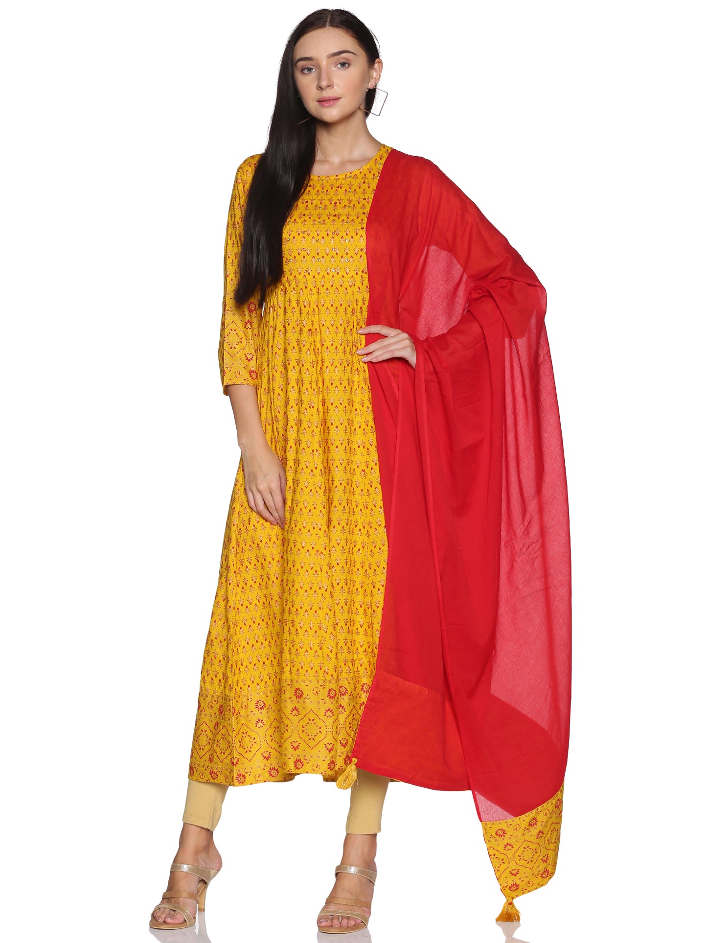 Kurti 2PC Yellow & Red