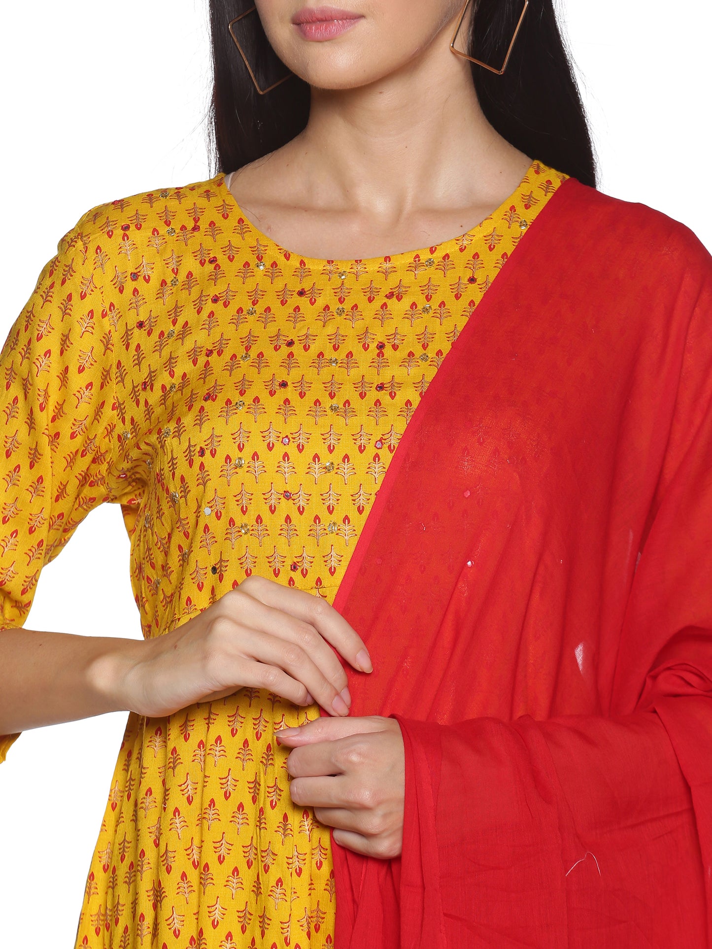 Kurti 2PC Yellow & Red