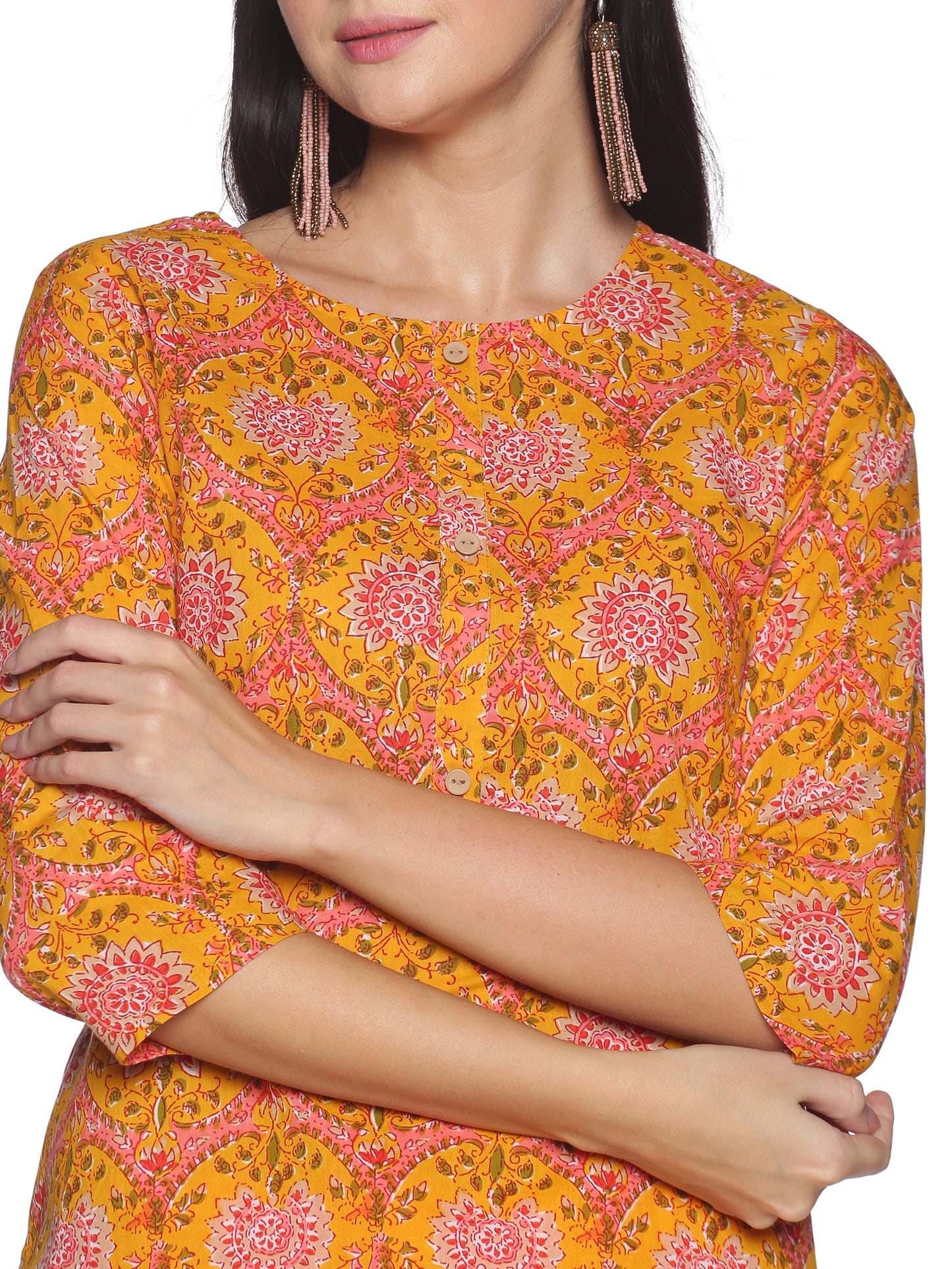 Single Kurti Yellow & Pink