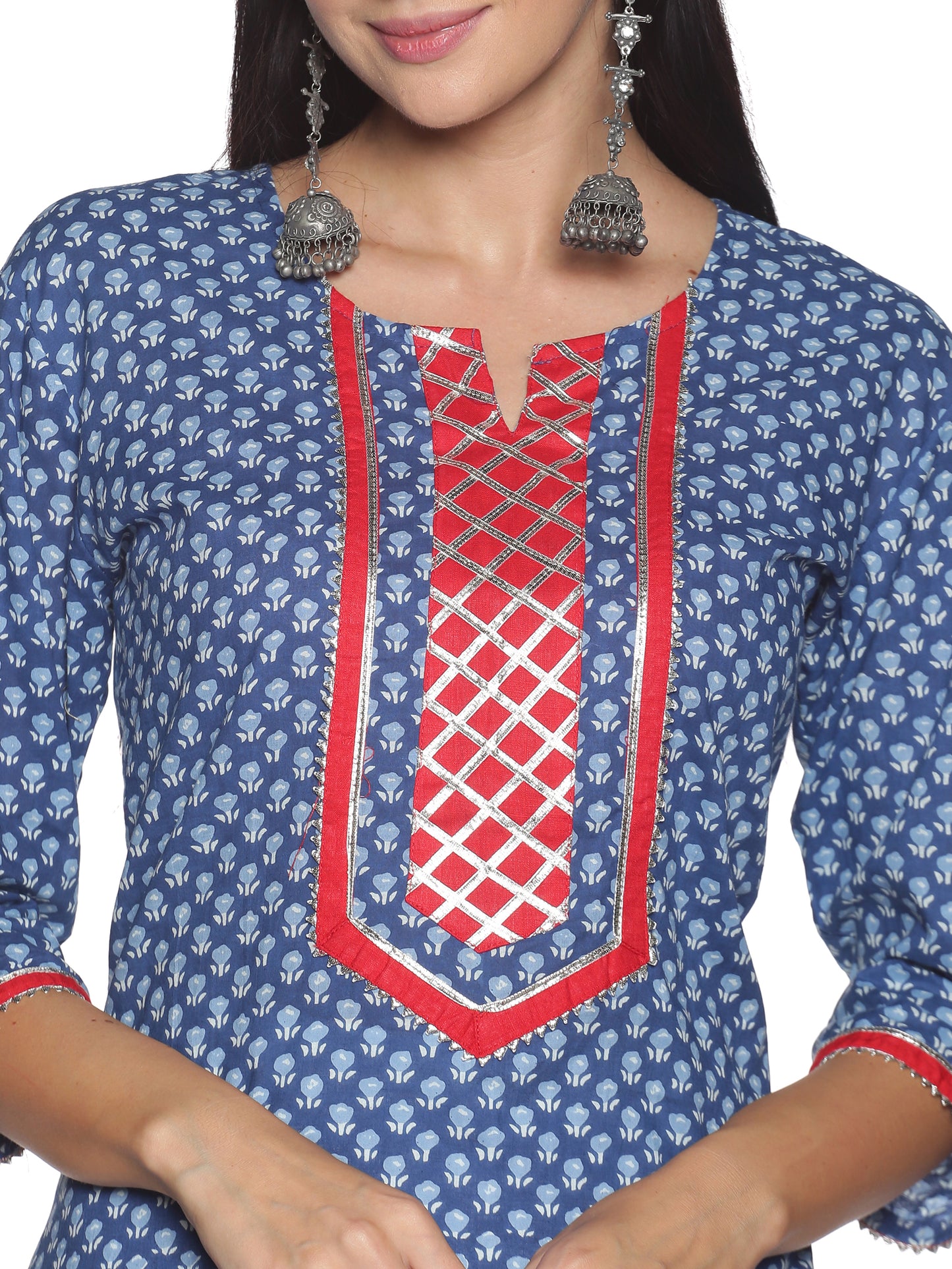 Single Kurti Blue & Red