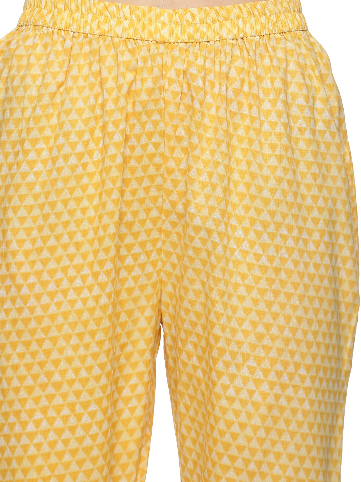 Tuskan Yellow with White Cotton Fabric 