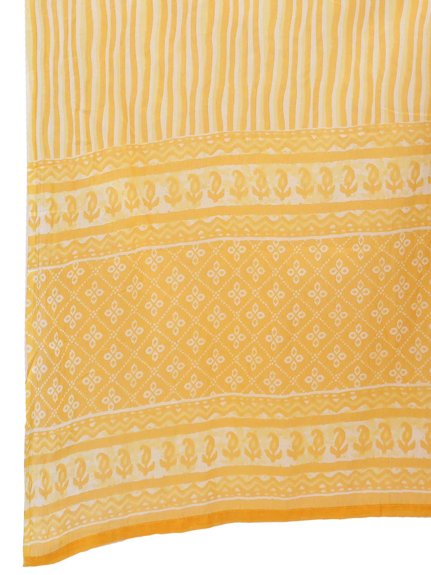 Tuskan Yellow with White Cotton Fabric 