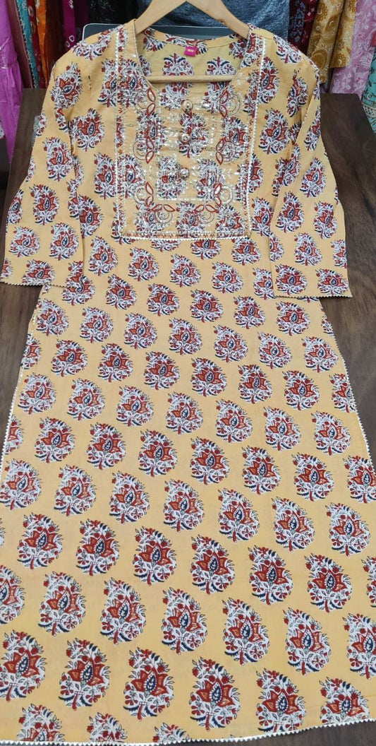 Musterd Yellow Cotton Fabric